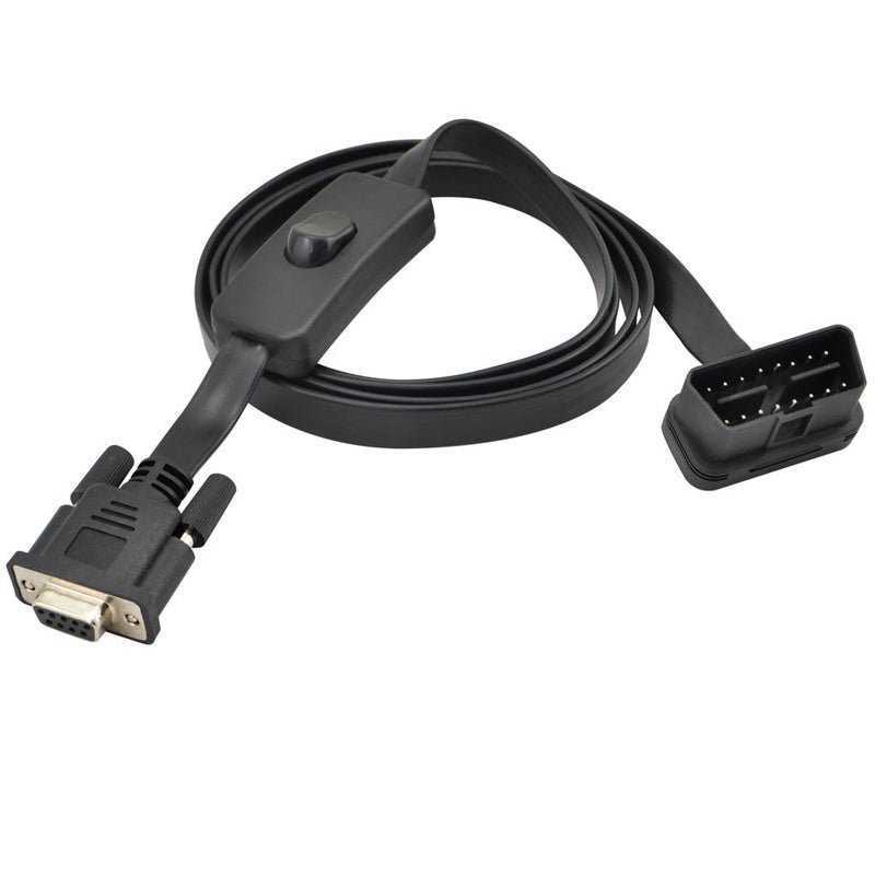 OLLGEN 1.5M 5ft OBD2 OBDII 16 Pin Male to DB9 Serial RS232 Female Port OBD Cable Adapter Diagnostic Extension Cable Connector with Power Switch - Image 1